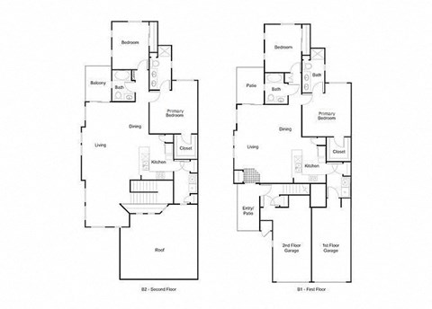 Floor plan for 2 beds, 2 baths, 1524 sqft